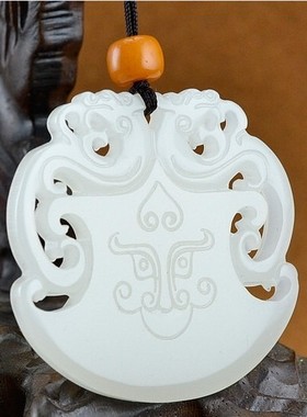 羊脂白玉仿古挂件龙吊坠