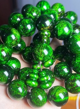 松明子水墨丹青琥珀木手串老料高油沉香全透光血龙佛珠原木手链