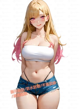 卡通黄发美少女贴画车身房间装饰卧室玄关门窗可爱行李箱自贴贴纸