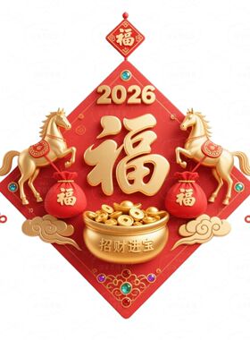 新款2026马年喜庆福字贴画房间防水装饰墙贴入户门大门窗户自粘贴