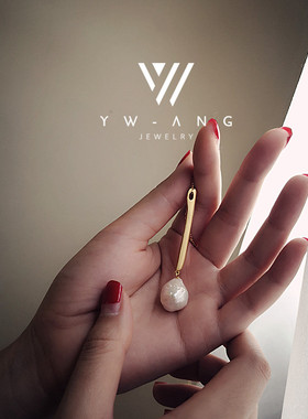 海外原创手作风异形大珍珠金项链