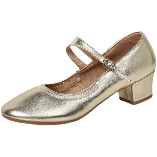 Серебряная танцующая обувь, из натуральной кожи, мягкая подошва, коллекция 2023, для среднего возраста