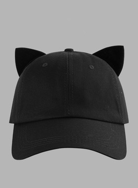 纯色可爱猫耳朵棒球帽子时尚简约