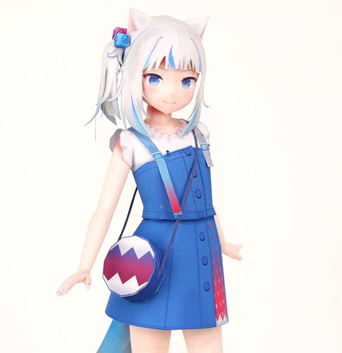 宅漫社纸工坊3D手工纸模型鲨鱼女孩 噶呜·古拉 正比人形动漫纸模 - 图0