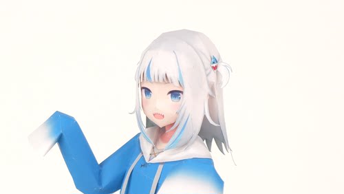 宅漫社纸工坊3D手工纸模型鲨鱼女孩 噶呜·古拉 正比人形动漫纸模 - 图2