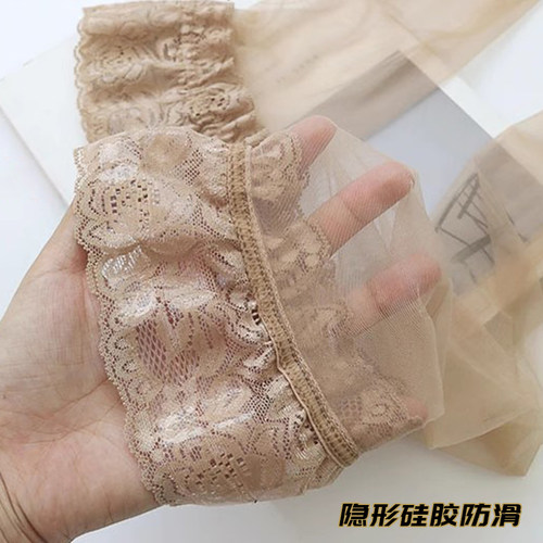 长筒丝袜女超薄款防勾丝复古0D高筒性感防滑过膝大腿根蕾丝黑丝袜 - 图3