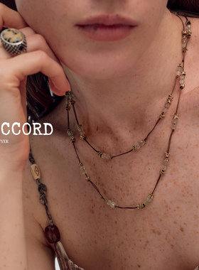 现货26SS新款DACCORD仲夏夜葡萄石串珠复古镀金长项链叠戴高级感