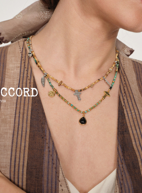 现货DACCORD奇趣雨林串珠青金石虎眼石图画石小鱼项链 陈数同款