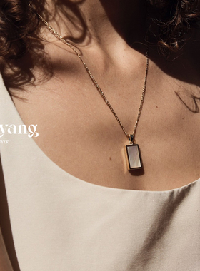 AlixYang长方形白母复古项链