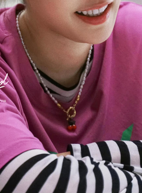 白百何同款樱桃玻璃珍珠项链