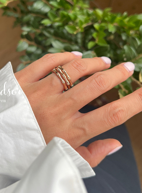 温莎竹节韧竹锆石开口戒指