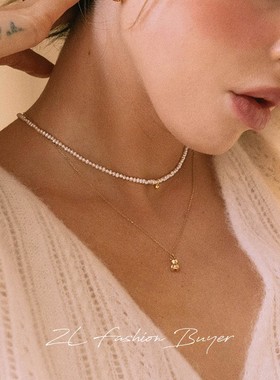 钟楚曦同款天然珍珠小金珠项链