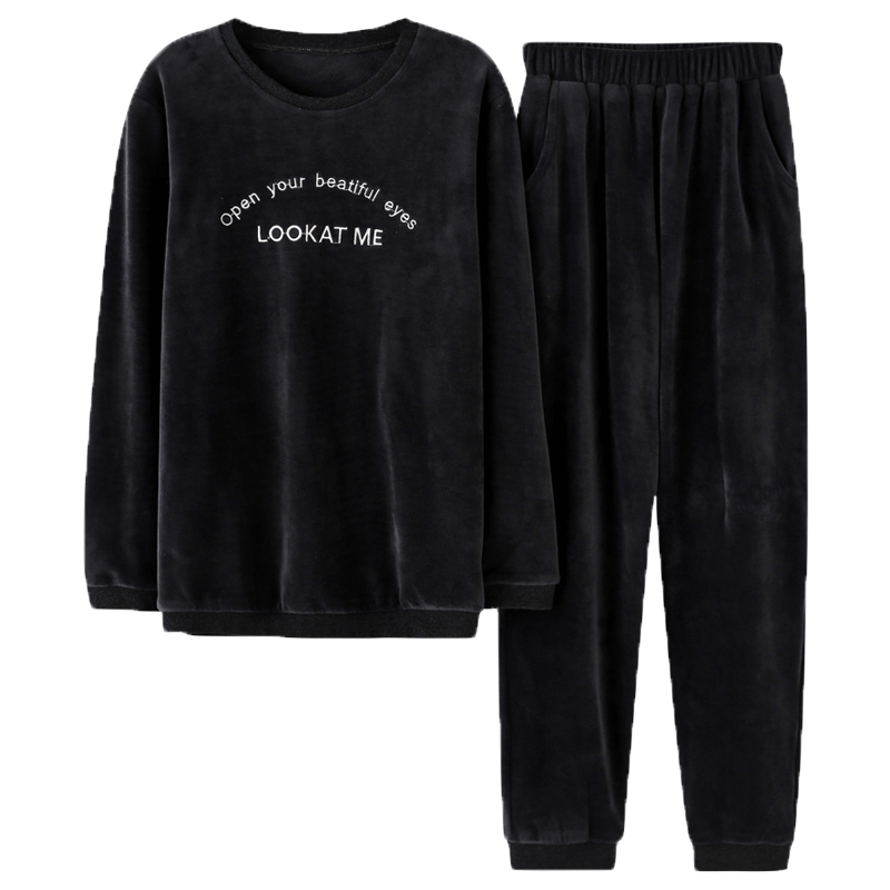 Coral velvet pajamas for men, autumn and winter home clothes