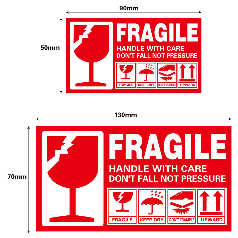 不干胶贴纸易碎品英文标签贴纸 快递物流易碎标警示语贴Fragile Label标贴标识跨境国际物流亚马逊入仓唛头