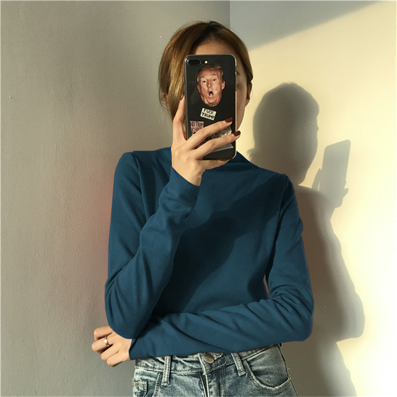 半高领女初秋港风ins百搭打底衫 迪婷莎服饰T恤