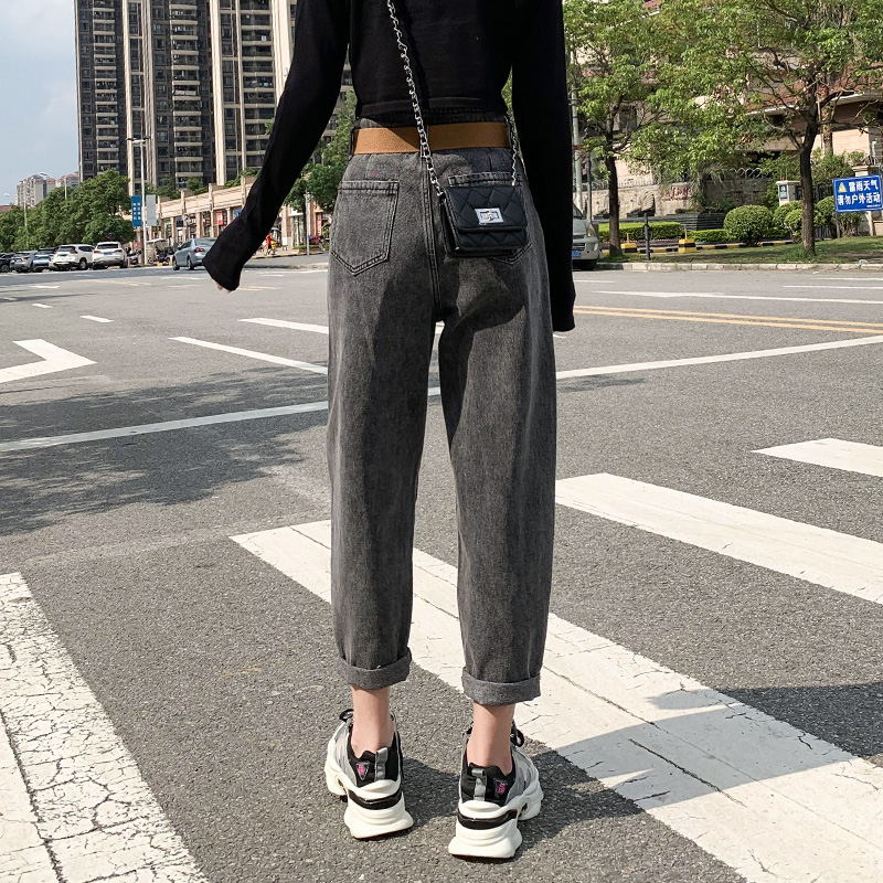 烟灰色老爹女潮秋装2020年牛仔裤 右风左岸牛仔裤