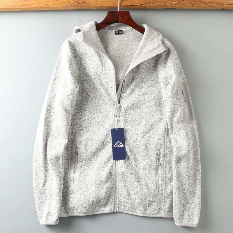 外贸北欧小众牛货！内里抓绒运动男士秋冬针织连帽宽松抓绒衣外套 - 图3