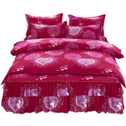 韩式席梦思防滑床裙四件套床群被套床罩4件套1.5m1.8米2m床上用品 - 图3