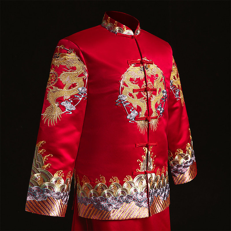 秀禾服2020新款新郎中式结婚秀和服 花作衣民族服装