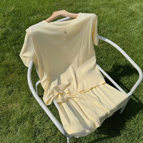 米图SILK神仙好货! 桑蚕丝精梳棉裸感睡衣家居服女两件套装短长袖 - 图1