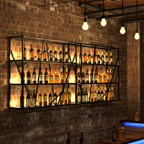 Bar Wine Rack Wall-mounted Wine Rack Iron Art Wine Cabinet Wall Wine Rack Decoration Restaurant Bar Glowing R Red Wine Rack