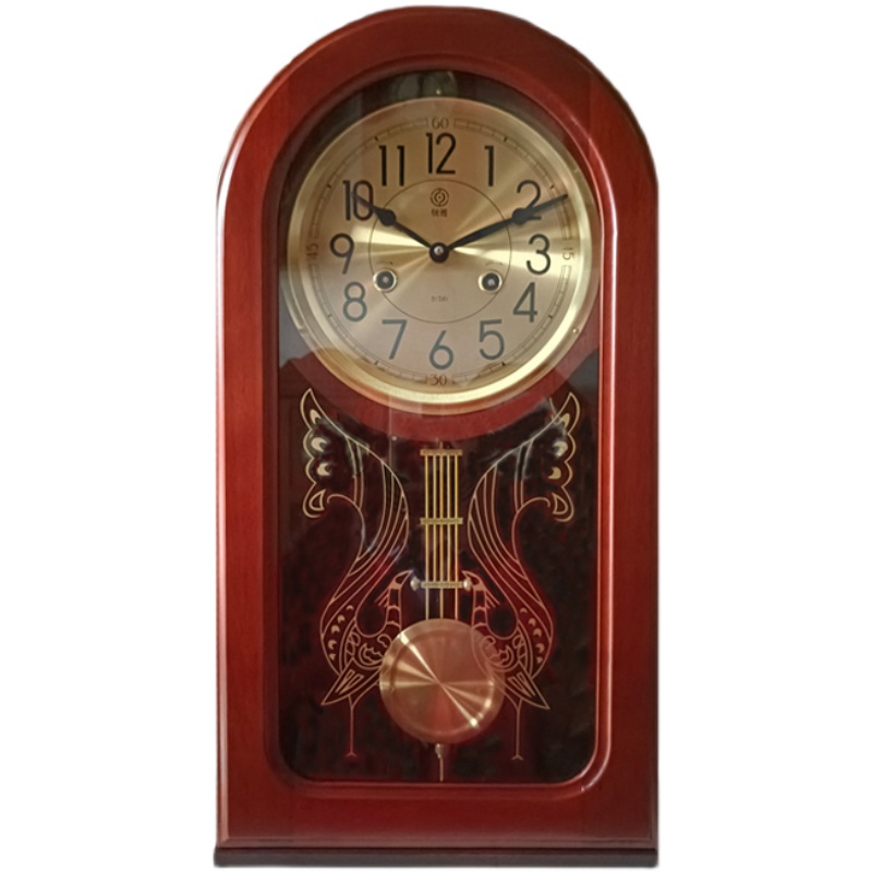 复古机械挂钟北极星纯铜机芯机械钟摆钟老式发条钟表简约时尚钟表 - 图3