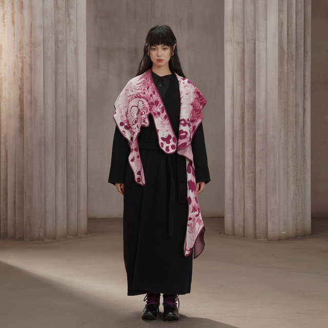 Kamo autumn and winter new soft pink leopard shawl