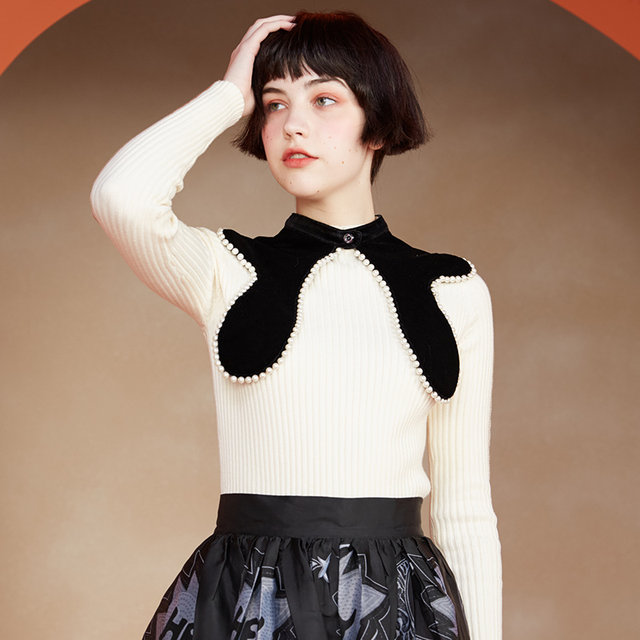 Kamo original design beaded pearl fake collar