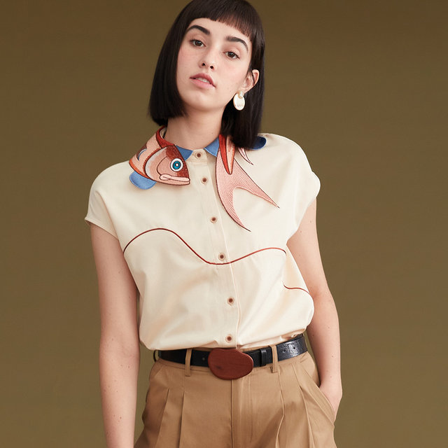 Kamo original design retro embroidery sleeveless