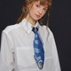 Camo blue vintage fish embroidered tie