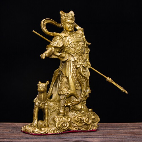 二郎神神像全铜二郎神杨戬摆件哮天犬二郎真君居家供奉客厅工艺品 - 图0