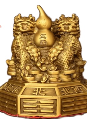 铜麒麟阵摆件家居办公室装饰