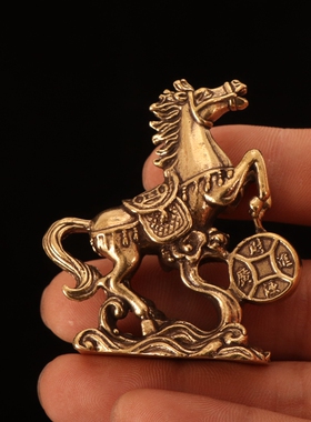 实心黄铜马到成功小摆件