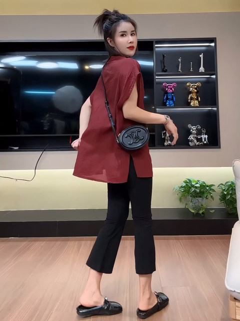 ເອີຣົບແປດຈຸດ micro-flare pants facial mask pants pants ຫນັງເຈ້ຍສໍາລັບແມ່ຍິງ