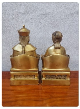 飞龙纯铜胡三太爷太奶像黄三铜像黄铜家用工艺品摆件