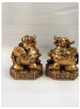飞龙纯铜八卦貔貅招财皮丘貔貅皮休一对铜像佛像家居摆件