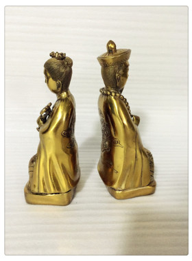 飞龙纯铜四大  家族胡黄三太爷太奶铜像工艺品摆件