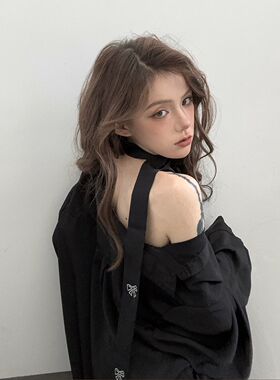 辣妹甜酷风春夏蝴蝶结装饰细围巾