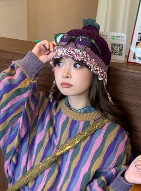 秋冬逛街可爱保暖毛线帽雷锋帽女