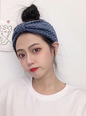 毛线针织发带女网红纯色宽边洗脸