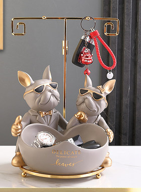 门口法斗犬摆件家居客厅装饰品入户玄关钥匙收纳鞋柜桌面轻奢乔迁