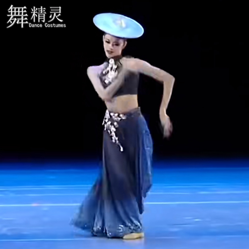 花腰傣服装傣族舞剧目服艺考服练习裙飘逸大摆裙孔雀舞演出舞蹈服 - 图1