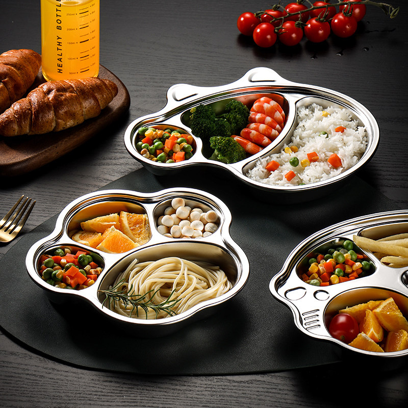 卡通儿童餐盘316不锈钢宝宝辅食盘家用吃饭分格菜盘婴儿餐具加深,淘宝优惠券,粉丝福利购,淘宝优惠卷