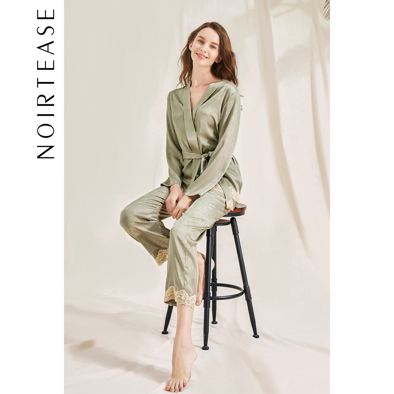 noirtease春秋性感两件套长袖睡袍 noirtease睡衣/家居服套装