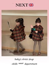 UK Next girls winter Christmas double layer Maos cape 2023 new children trendy jacket baby shawl