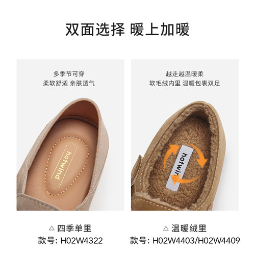 热风勃肯鞋软木鞋女25冬季新款舒适通勤毛毛鞋复古百搭休闲棉鞋女 - 图1
