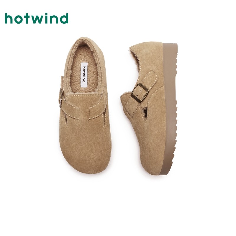 热风勃肯鞋软木鞋女25冬季新款舒适通勤毛毛鞋复古百搭休闲棉鞋女,淘宝优惠券,粉丝福利购,淘宝优惠卷