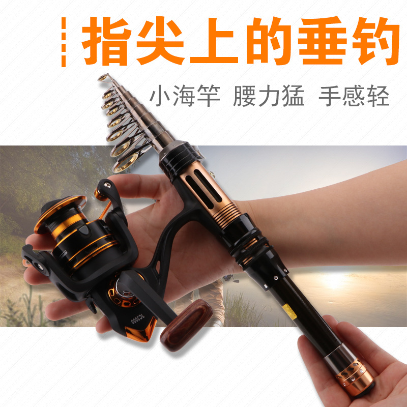 迷你海竿短节套装小海竿超短单竿钓鱼竿碳素抛竿便携甩杆路亚裸竿 - 图1