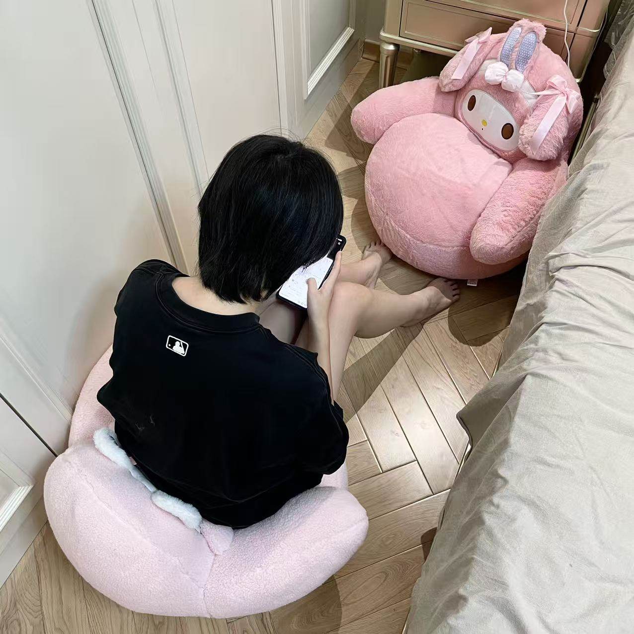 【包邮】INS风可爱卡通少女心美乐蒂造型迷你立体毛绒小沙发坐垫