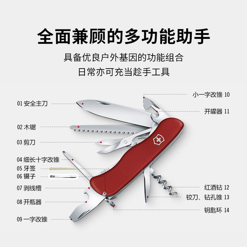维氏瑞士军刀侦察兵111mm露营户外便携折叠多功能刀工具刀军士刀 - 图1